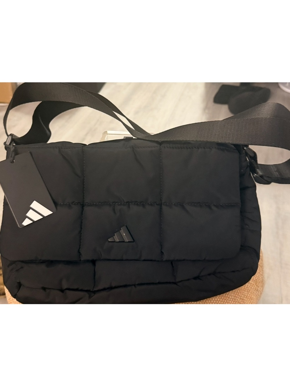 Adidas Unisex  Black Quilted Crossbody Bag